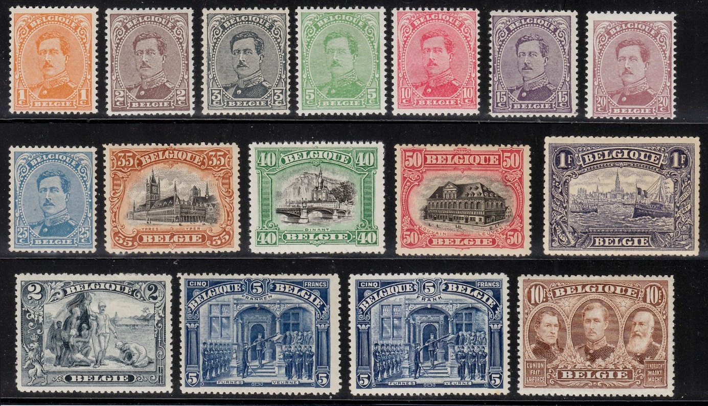 Timbre Belgique Yvert 135/149