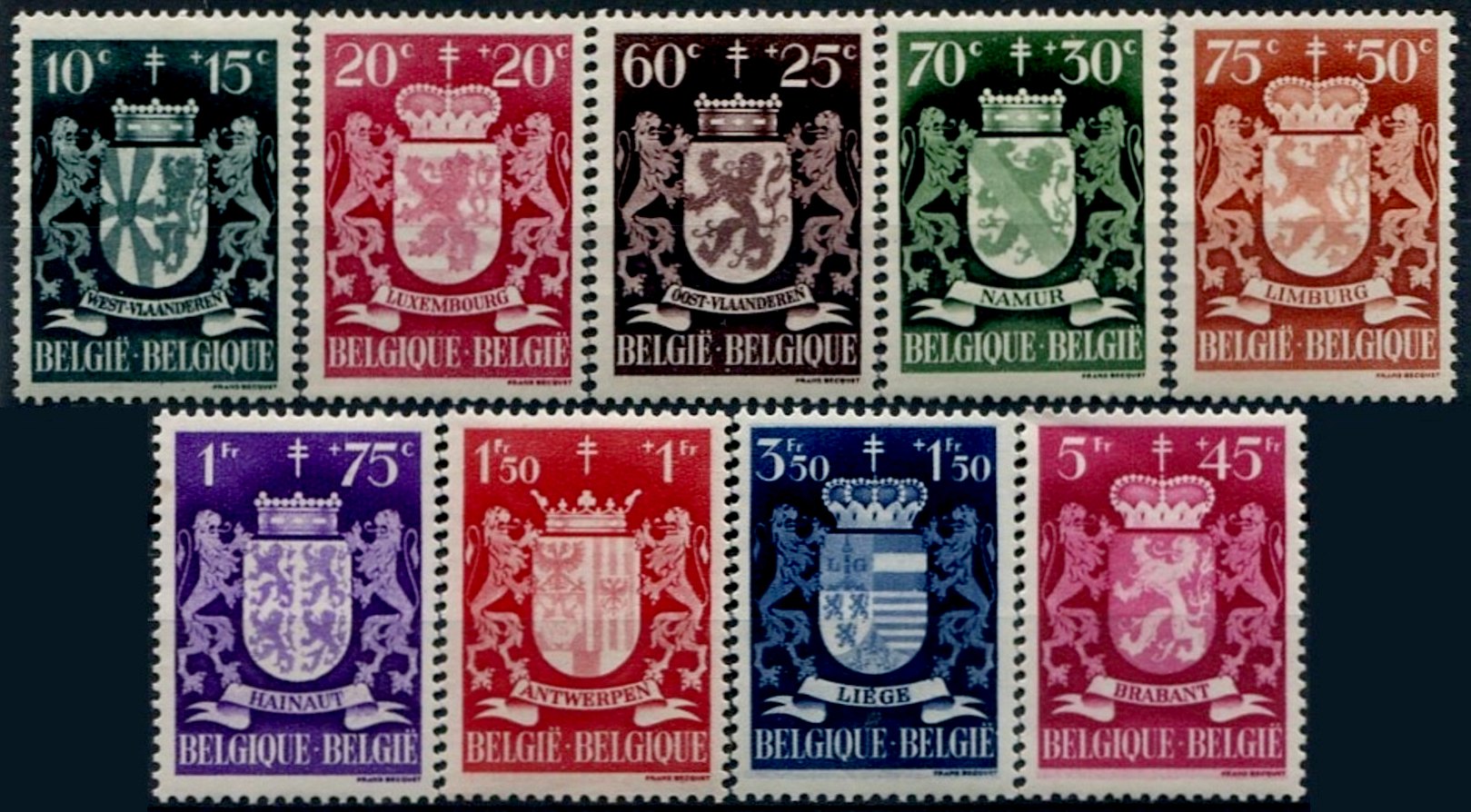 Timbre Belgique Yvert 716/724