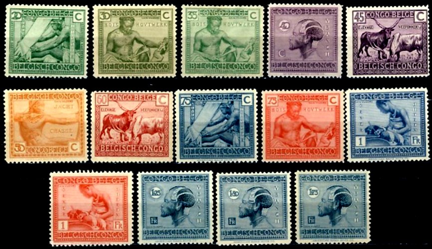 Timbre Congo Belge Yvert 118/131