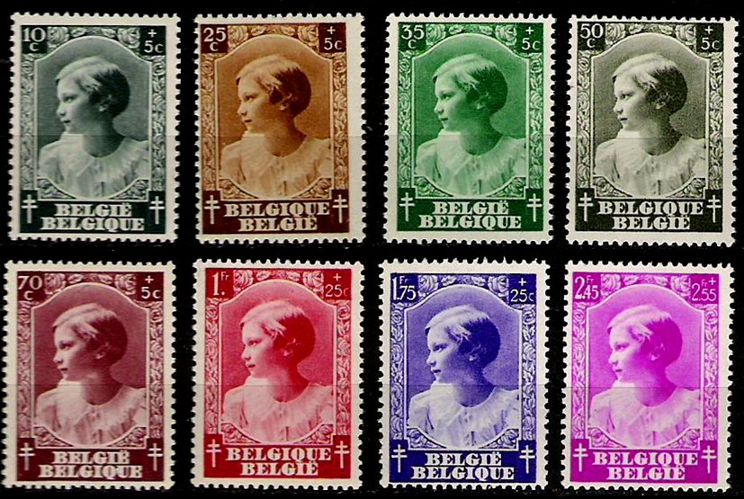 Timbre Belgique Yvert 458/465